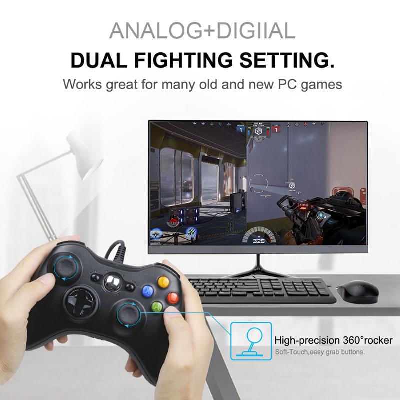 Controle USB com Fio para Xbox 360 e PC vermelho