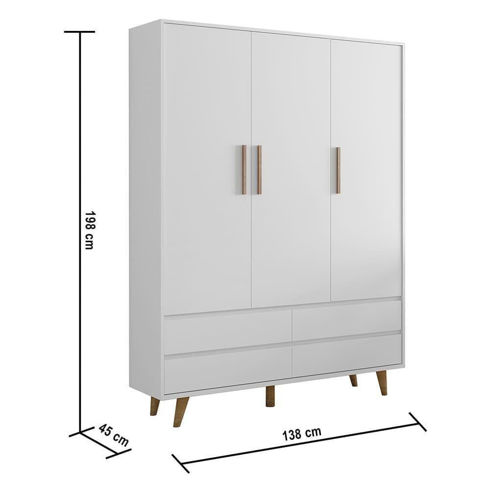 Quarto De Bebê Roupeiro 3 Porta Com Gavetas Cômoda Branco