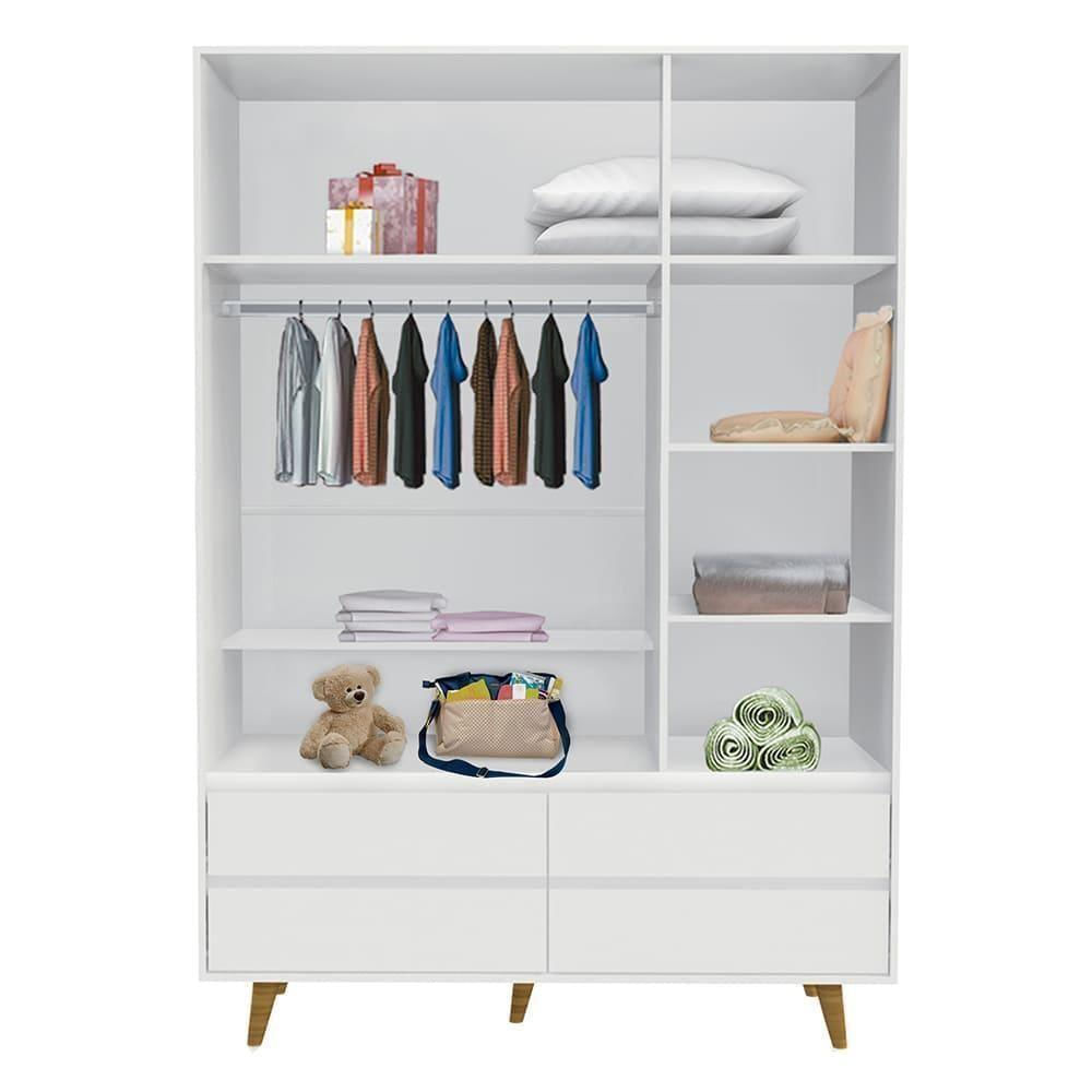 Quarto De Bebê Roupeiro 3 Porta Com Gavetas Cômoda Branco
