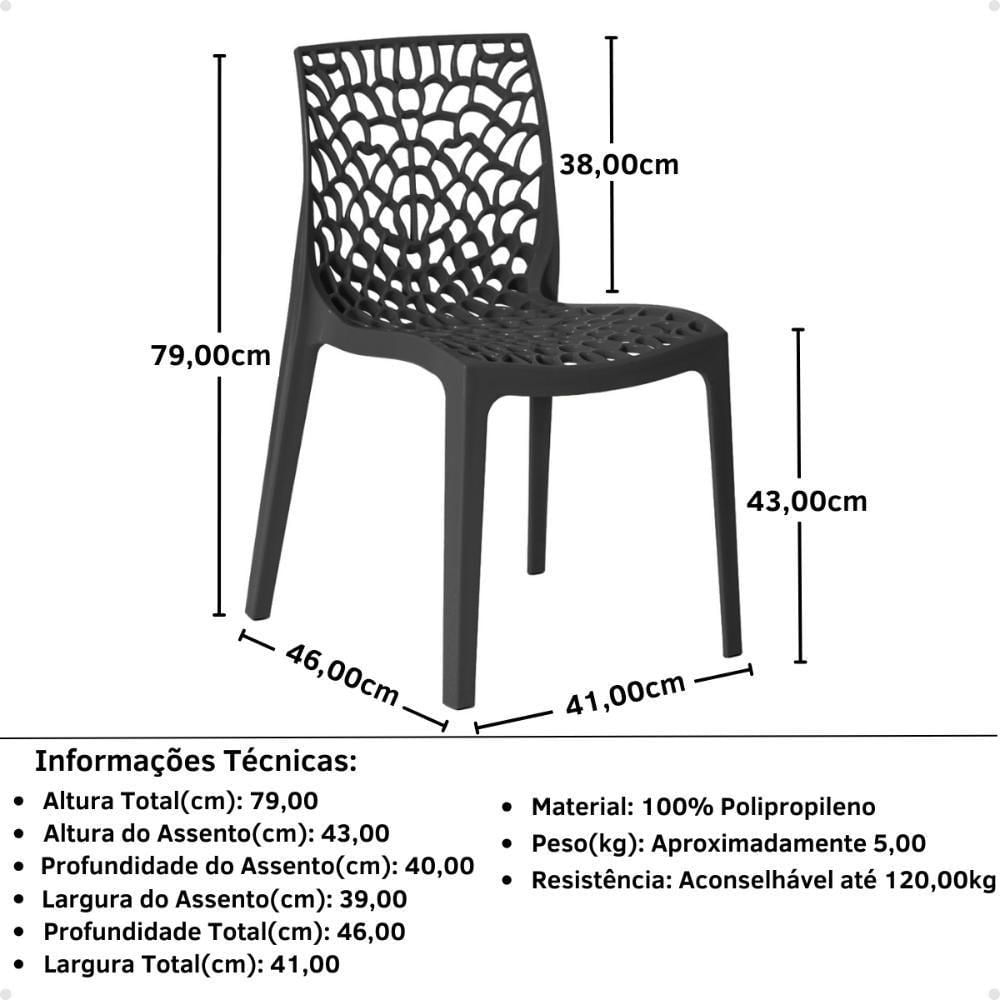 Kit 6 Cadeiras De Jantar Gruvyer Design Em Polipropileno - Preto