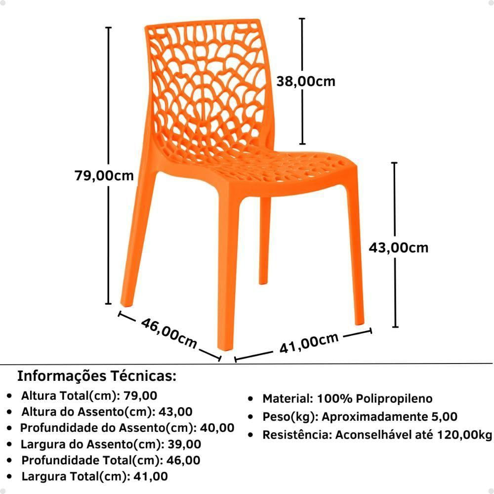 Kit 8 Cadeiras De Jantar Gruvyer Design Em Polipropileno - Laranja