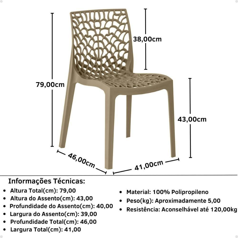 Kit 4 Cadeiras De Jantar Gruvyer Design Em Polipropileno - Nude