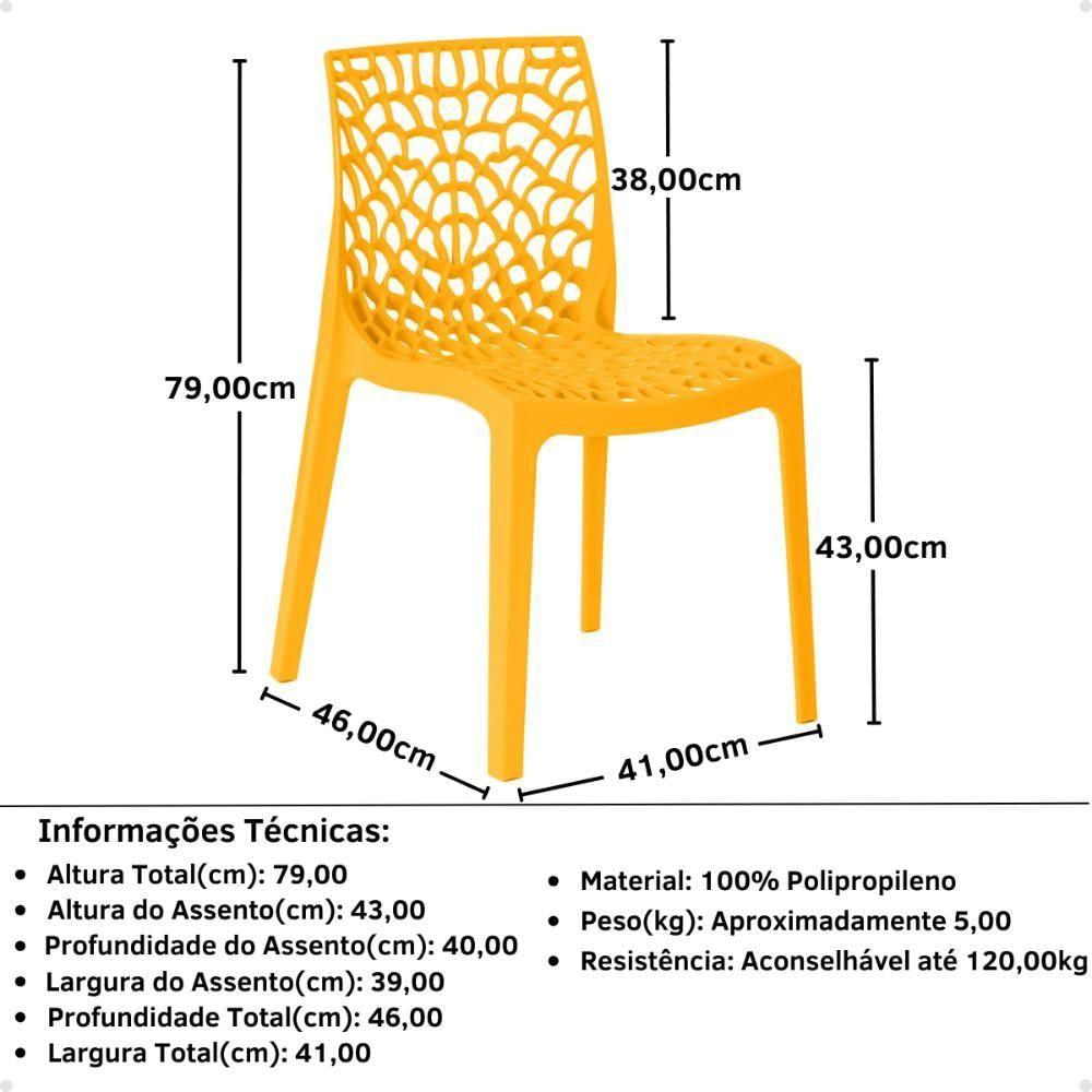 Kit 2 Cadeiras De Jantar Gruvyer Design Em Polipropileno - Amarelo