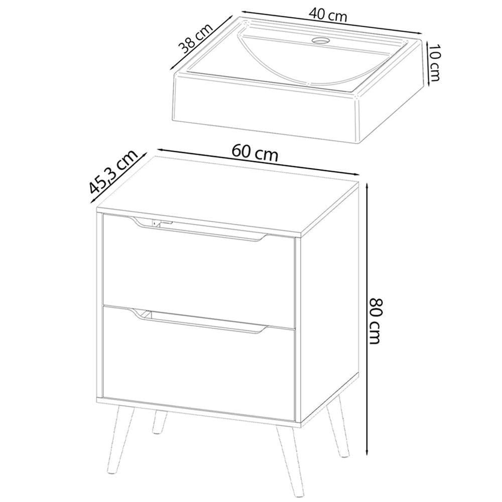 Conjunto Para Banheiro Bn3600x39x40 Branco Metalizado Tecno Mobili Branco Metalizado