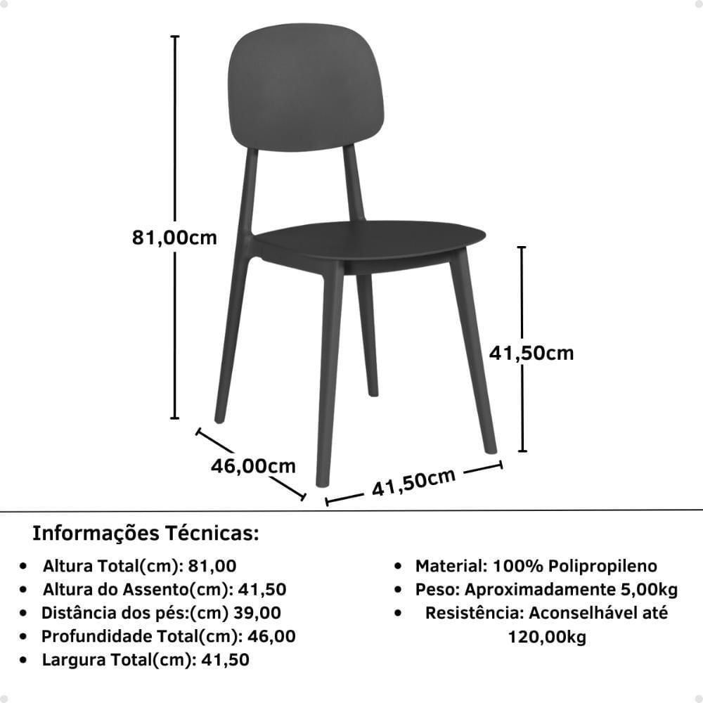 Conjunto Mesa De Jantar Redonda Eiffel Branca 120cm Com 4 Cadeiras Itália - Preto