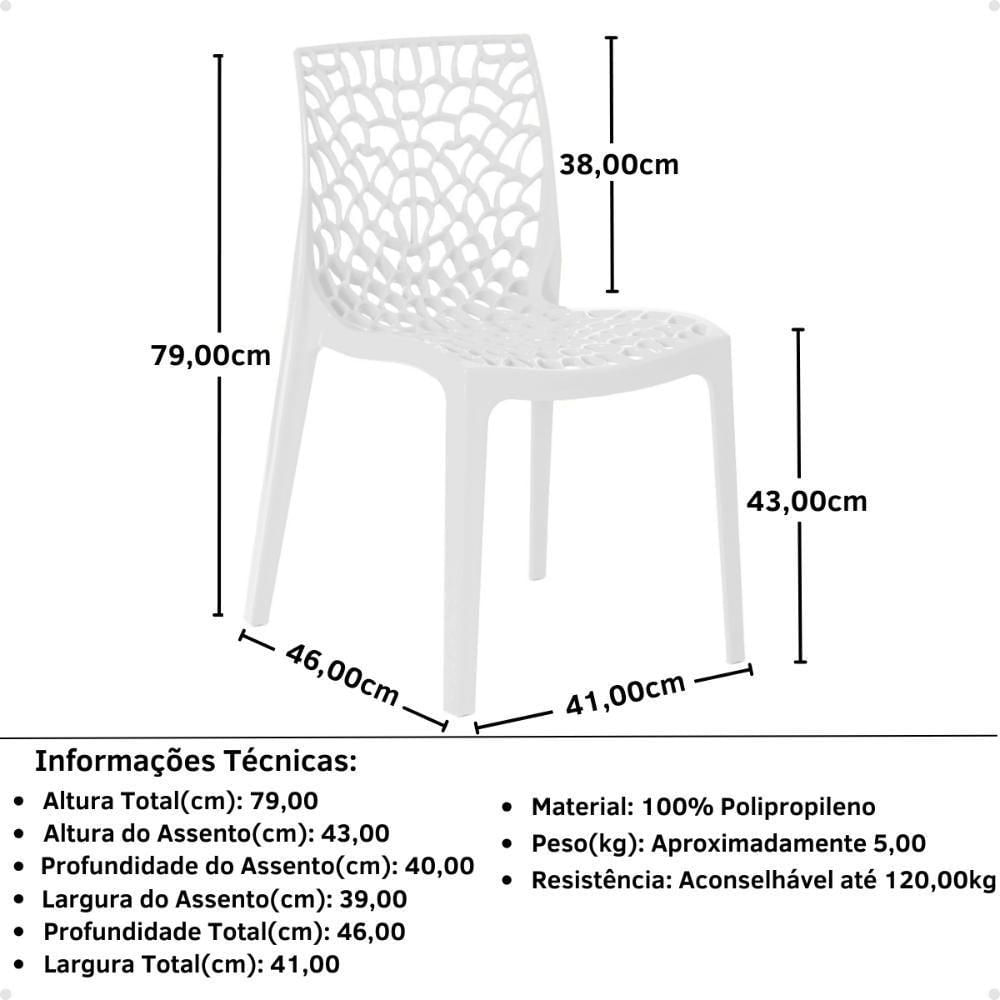 Kit 4 Cadeiras De Jantar Gruvyer Design Em Polipropileno - Branco