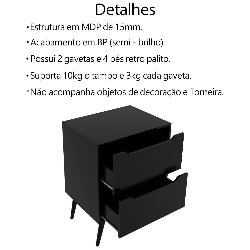 Conjunto Para Banheiro Bn3600x39x40 Preto Metalizado Tecno Mobili Preto Metalizado