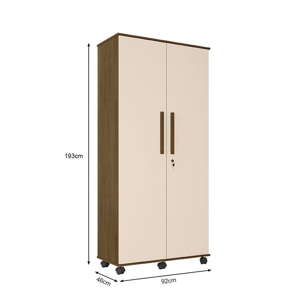 Guarda Roupa Solteiro Com 2 Portas Gold Amêndoa- Off White - Cor: Bege