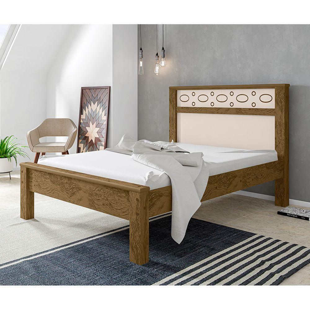 Cama Casal Em Mdf Las Vegas - Amêndoa-off White - Cor: Marrom