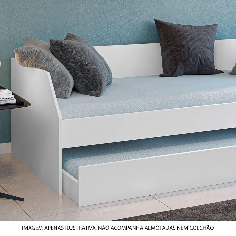 Bicama Solteiro Duo Com Cama Auxiliar Em Mdf Premium Branco - Cor: Branco