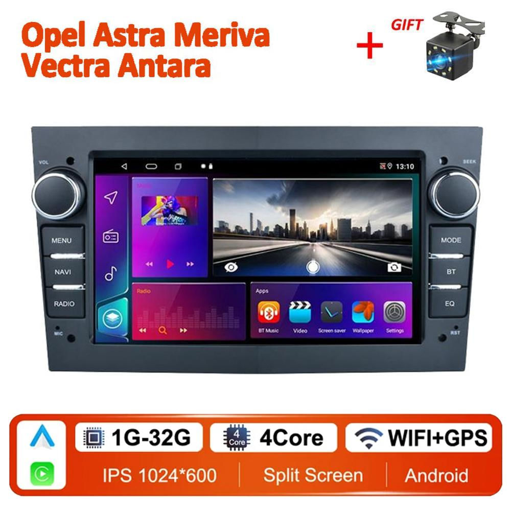 Rádio Automotivo Android Carplay para Opel Astra Meriva Vectra Antara Zafira Corsa 2 DIN prata