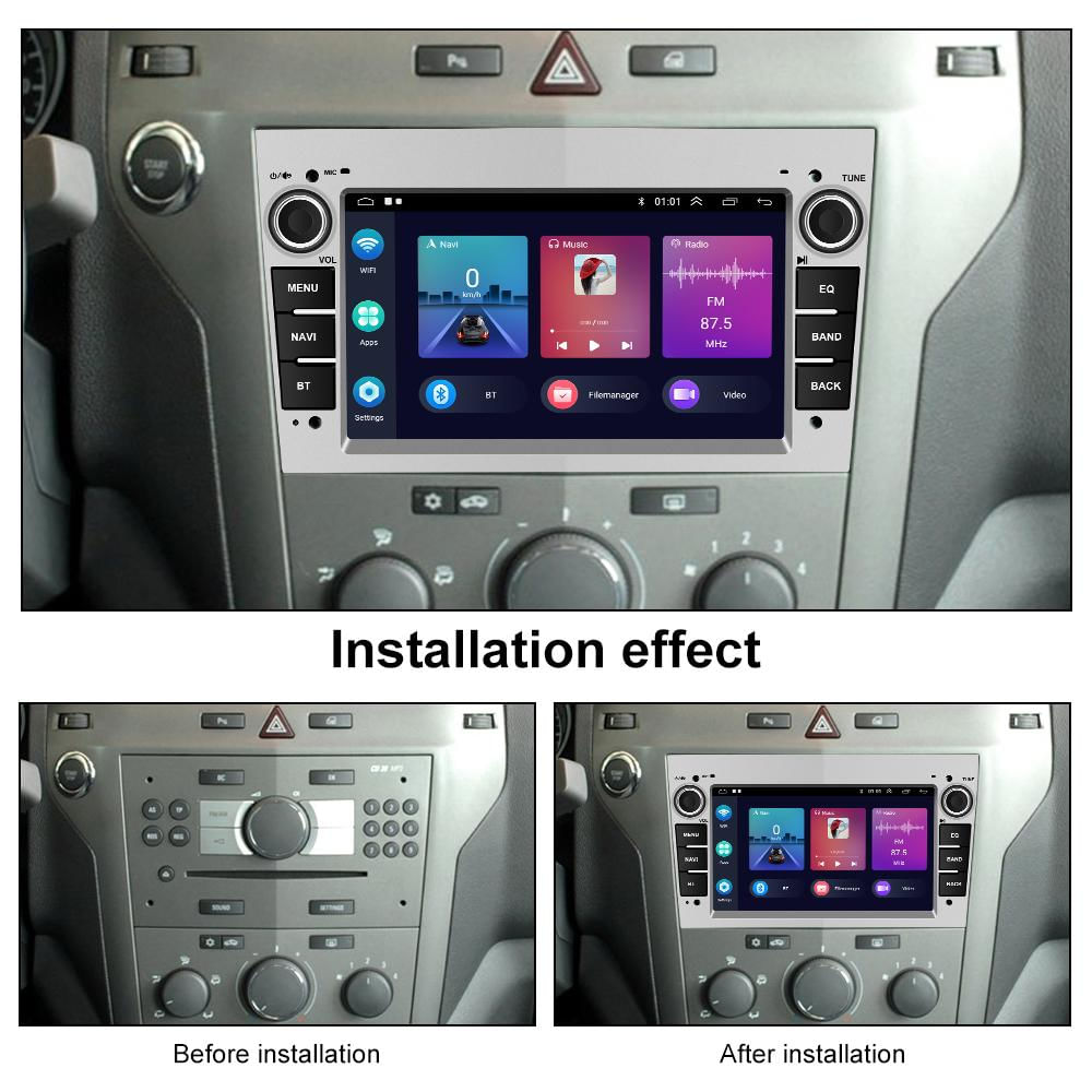 Rádio Automotivo Android Carplay para Opel Astra Meriva Vectra Antara Zafira Corsa 2 DIN prata