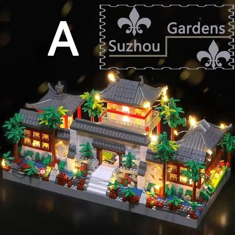 Blocos de Montar Suzhou Garden 1800+ peças Clássicos e Famosos amêndoa