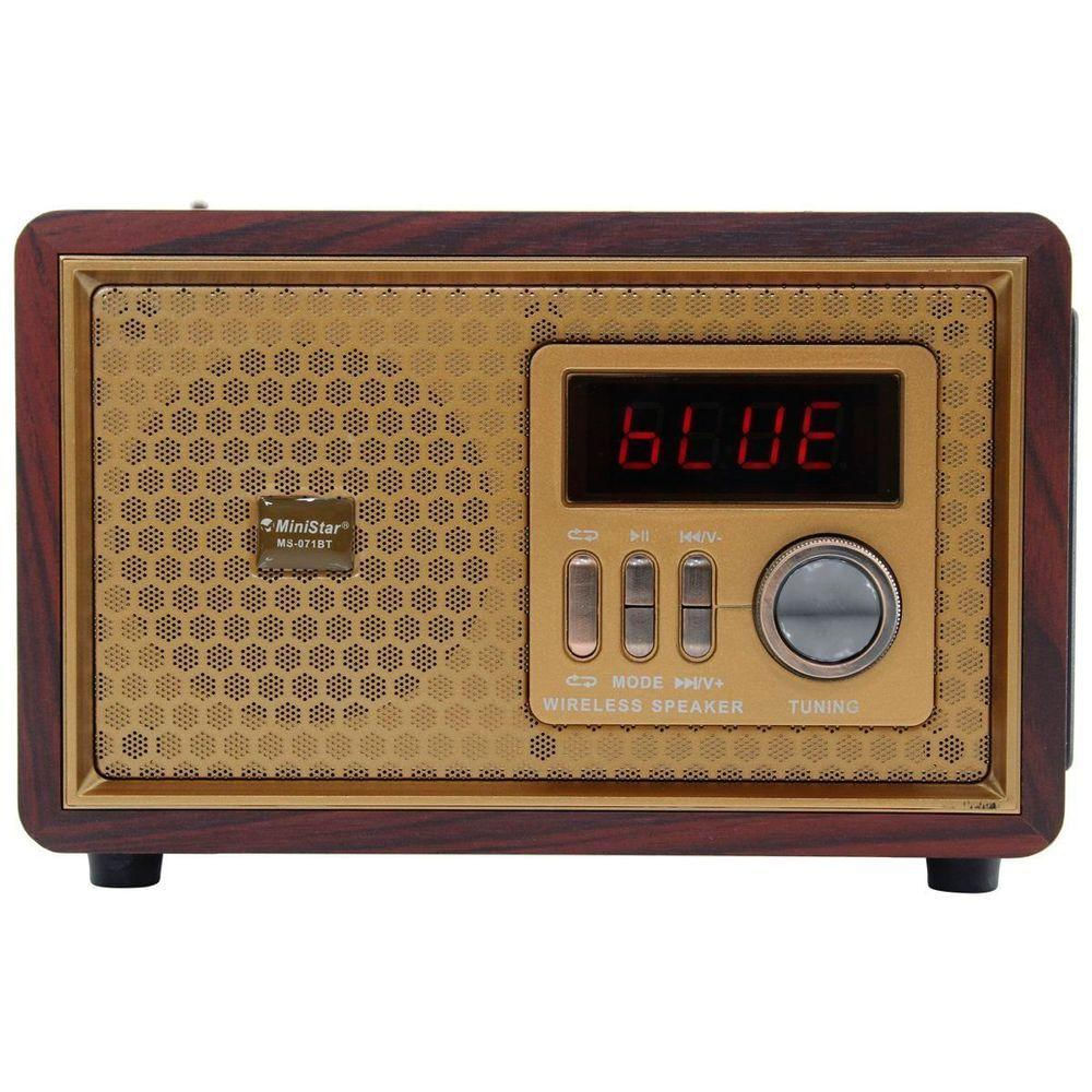 Caixa De Som Bluetooth Usb Sd Rádio Fm Dourado Ms071bt