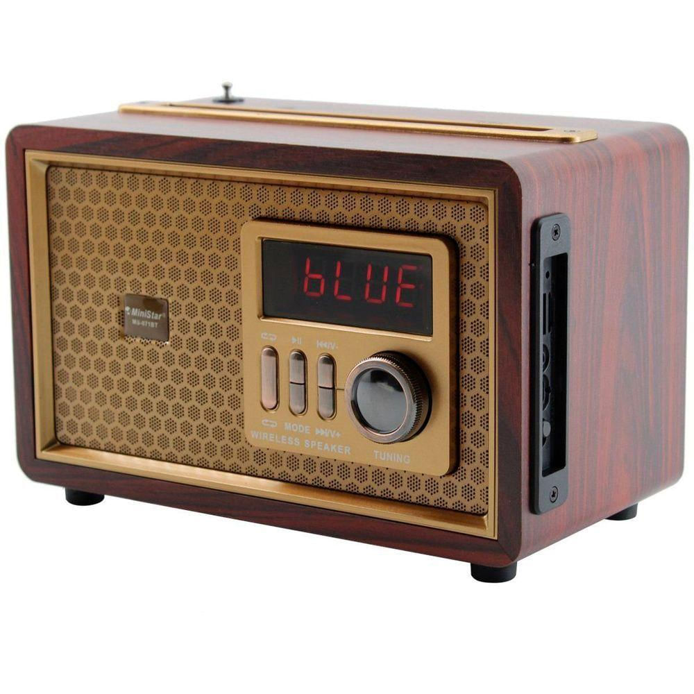 Caixa De Som Bluetooth Usb Sd Rádio Fm Dourado Ms071bt