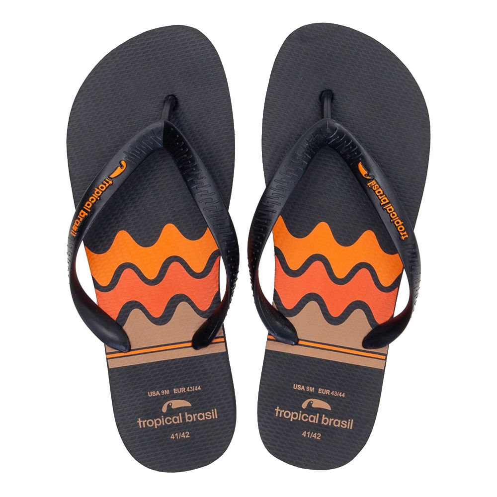 Chinelo Tropical Brasil Unissex Preto e Laranja 41-42