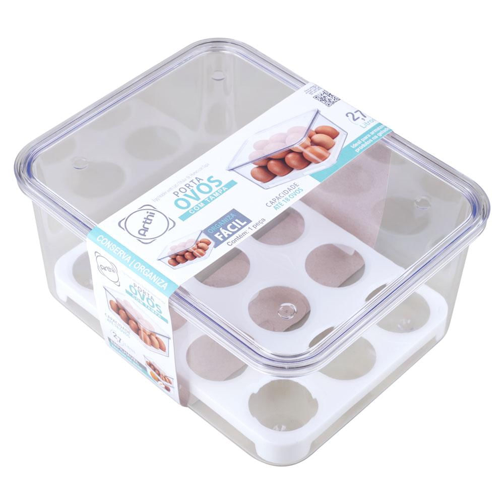 Organizador de Geladeira Porta Ovos 2.7L com Tampa Arthi 3273