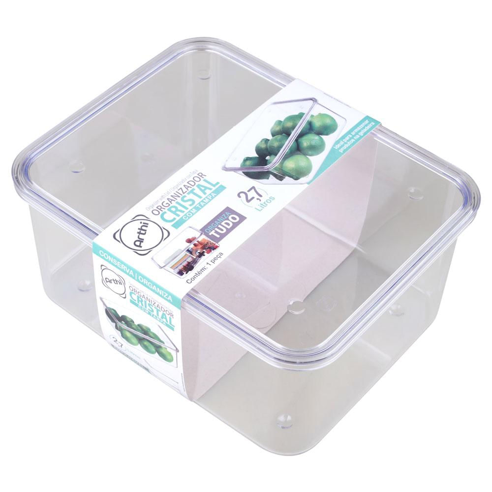 Organizador de Geladeira com Tampa 2.7L Arthi 3282 Cristal