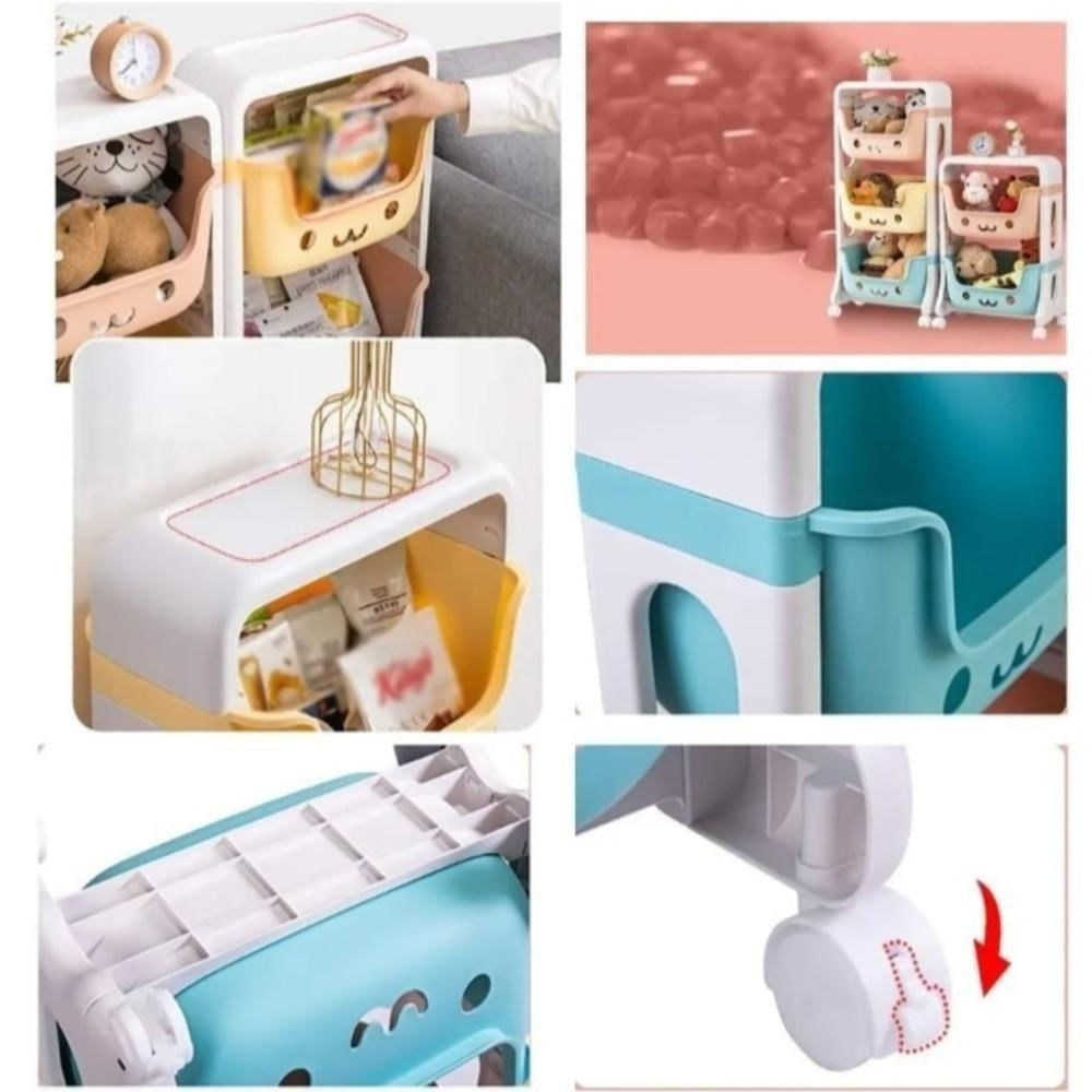 Organizador Infantil Brinquedos Estante Carrinho 4 Prateleiras Caixa Quarto Bebe Compartimentos Multiuso Rodinhas