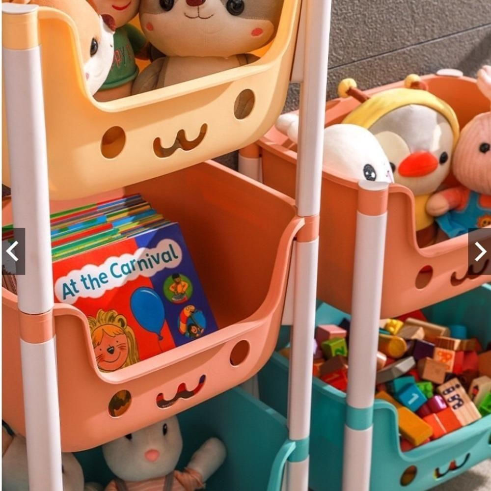 Organizador Infantil Brinquedos Estante Carrinho 4 Prateleiras Caixa Quarto Bebe Compartimentos Multiuso Rodinhas