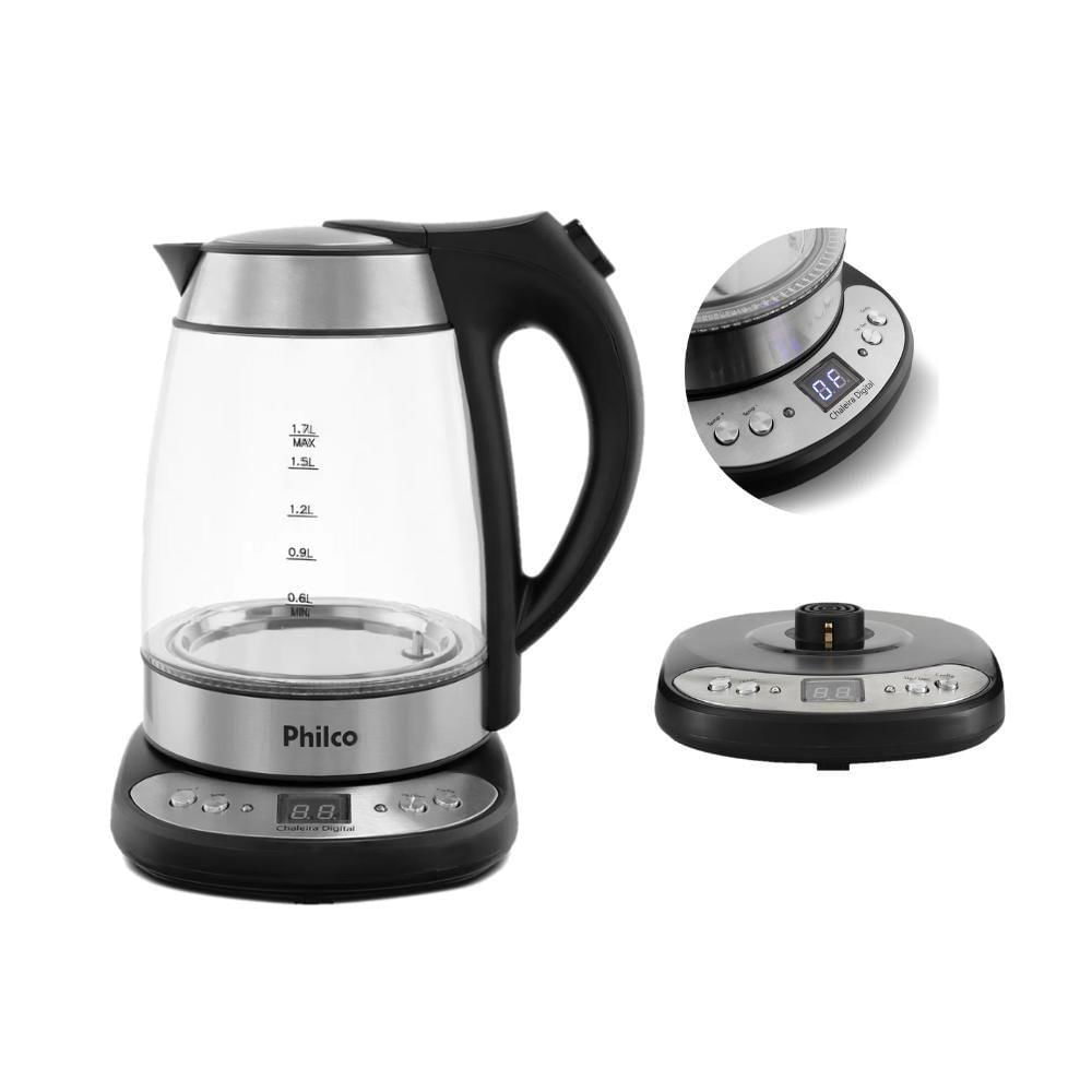 Chaleira Elétrica Digital Glass 1,7l Pchd Philco Painel Digital Com Controle De Temperatura 220v