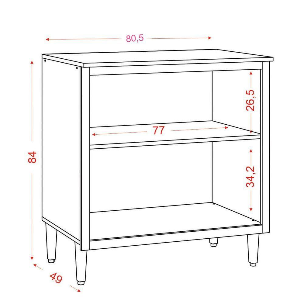 Balcão de Cozinha 80 Cm 2 Portas Mdp Opala Carvalho Branco