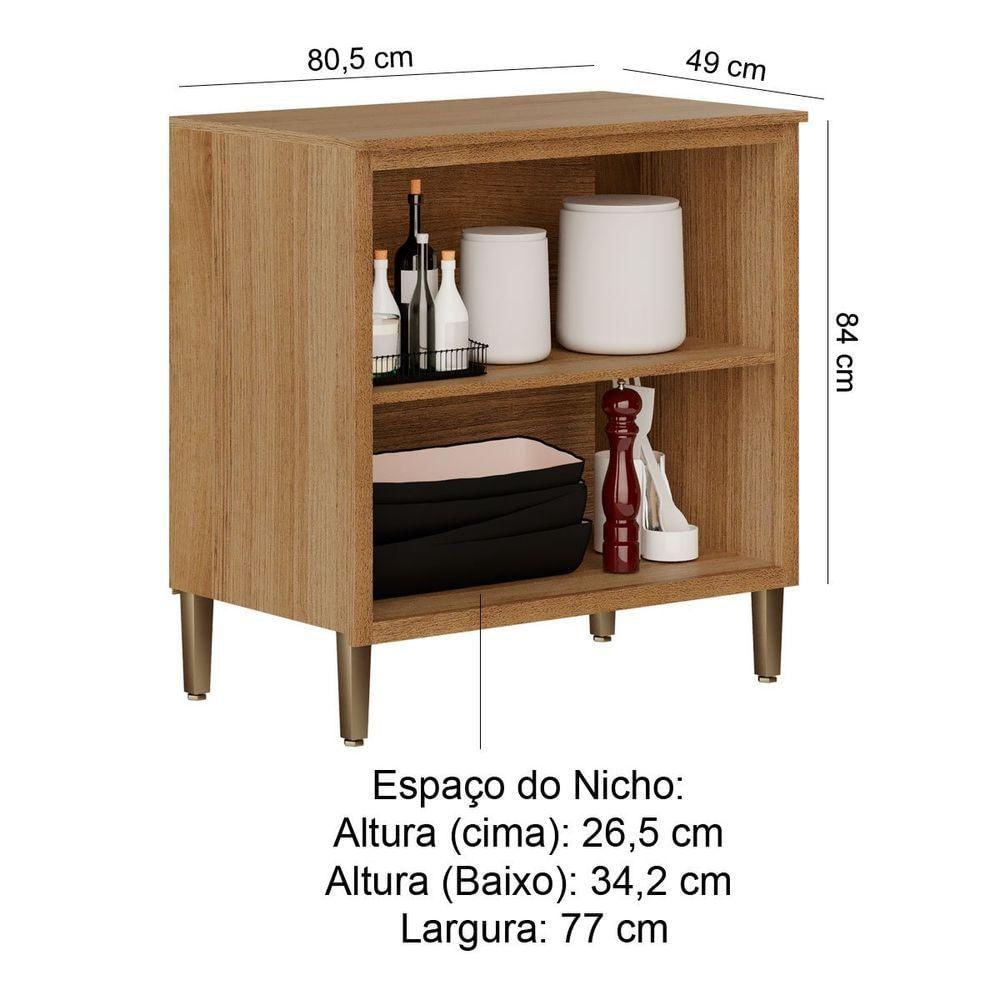 Balcão de Cozinha 80 Cm 2 Portas Mdp Opala Carvalho Branco