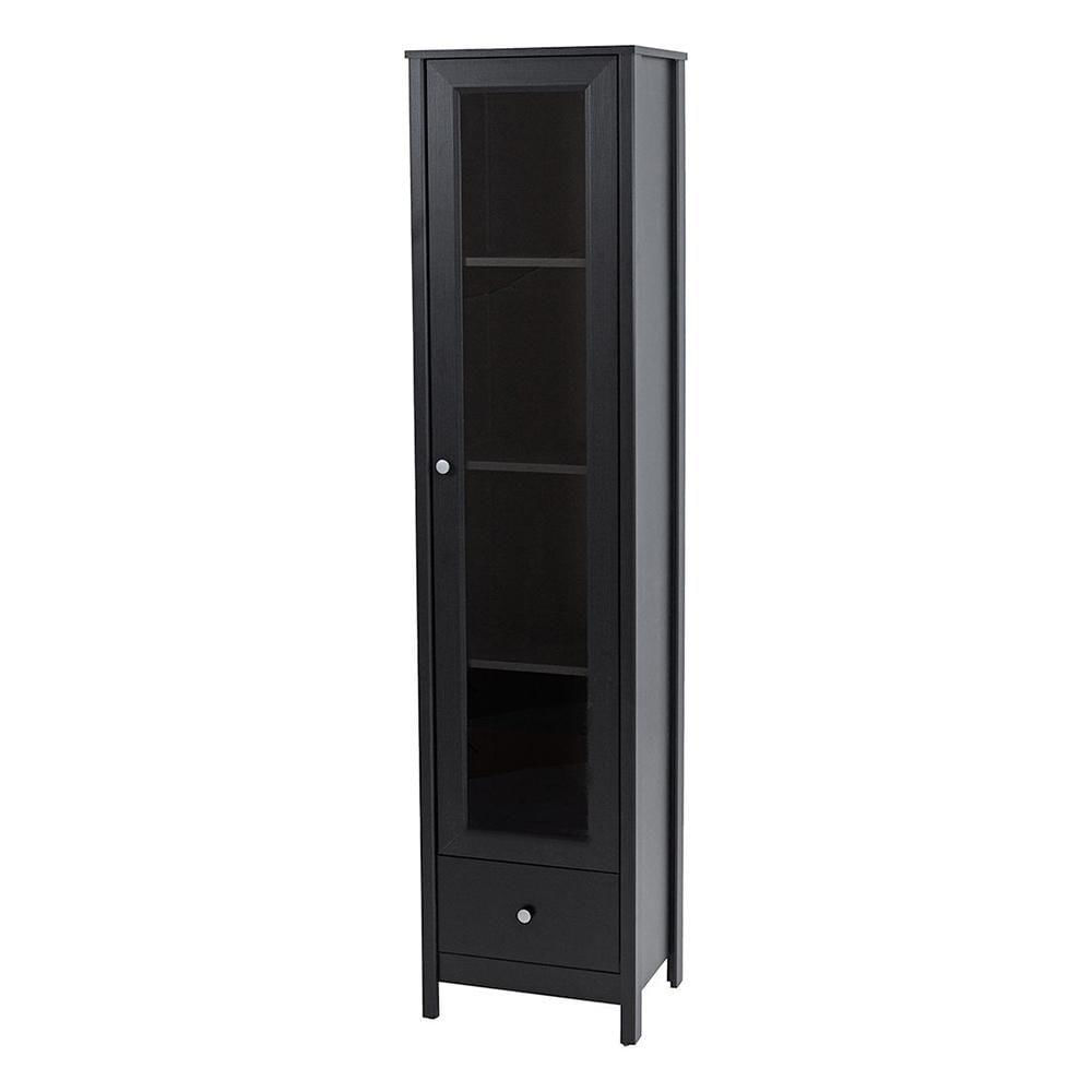 Cristaleira 1 Porta Vidro 1 Gaveta 180x43 Cm E962 Preto Dtall Preto