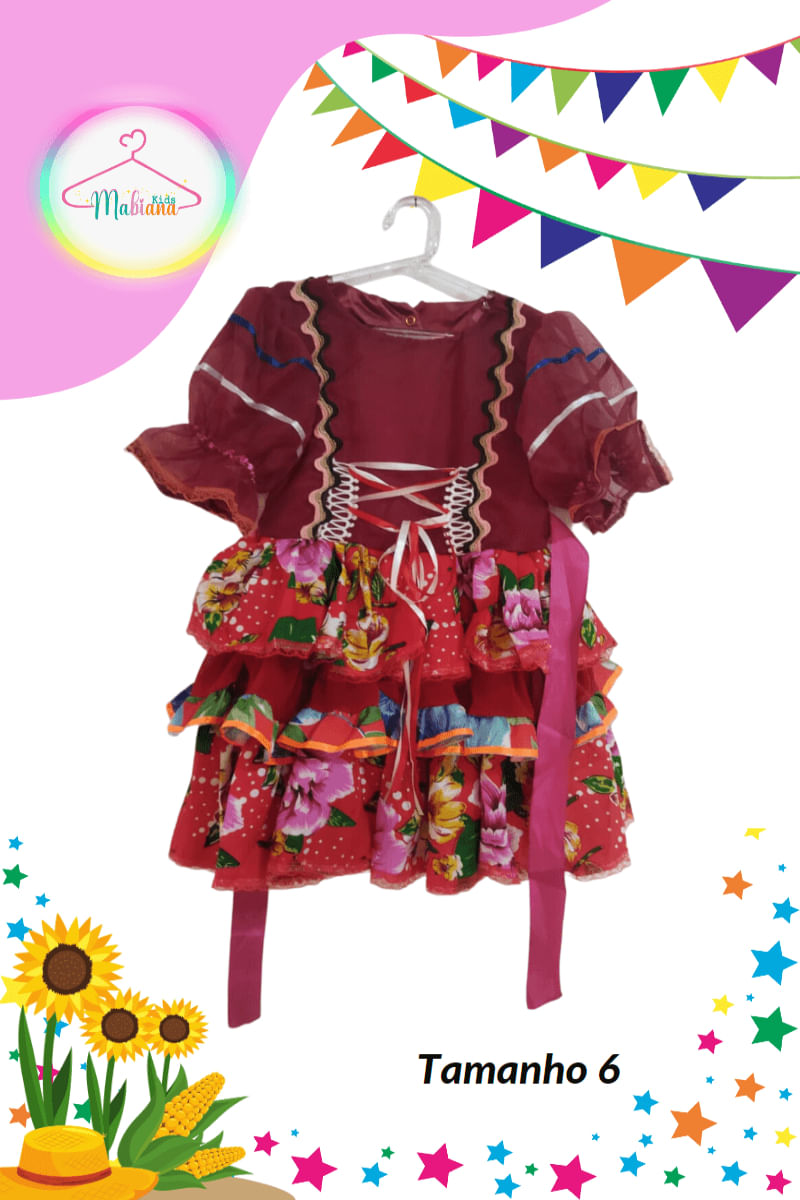 Vestido Junino infantil colorido (Tam. 6)