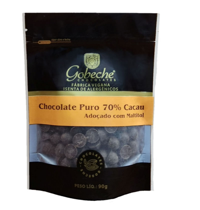 Gotas Chocolate 70% Cacau Gobeche - Adoçado com Maltitol - 90g