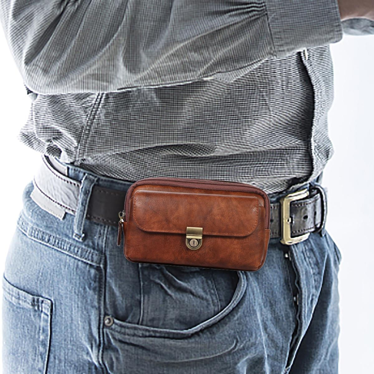 Bolsa de Cintura de Couro Luxuosa 7.2 Polegadas para Homens