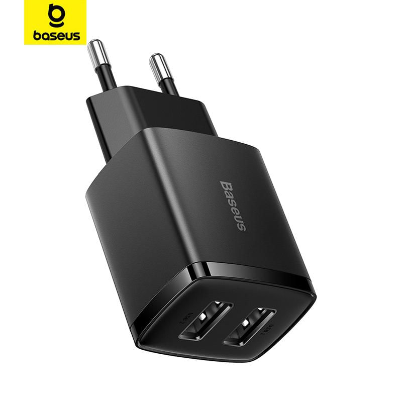 Carregador Compacto Dual USB 10.5W Baseus preto