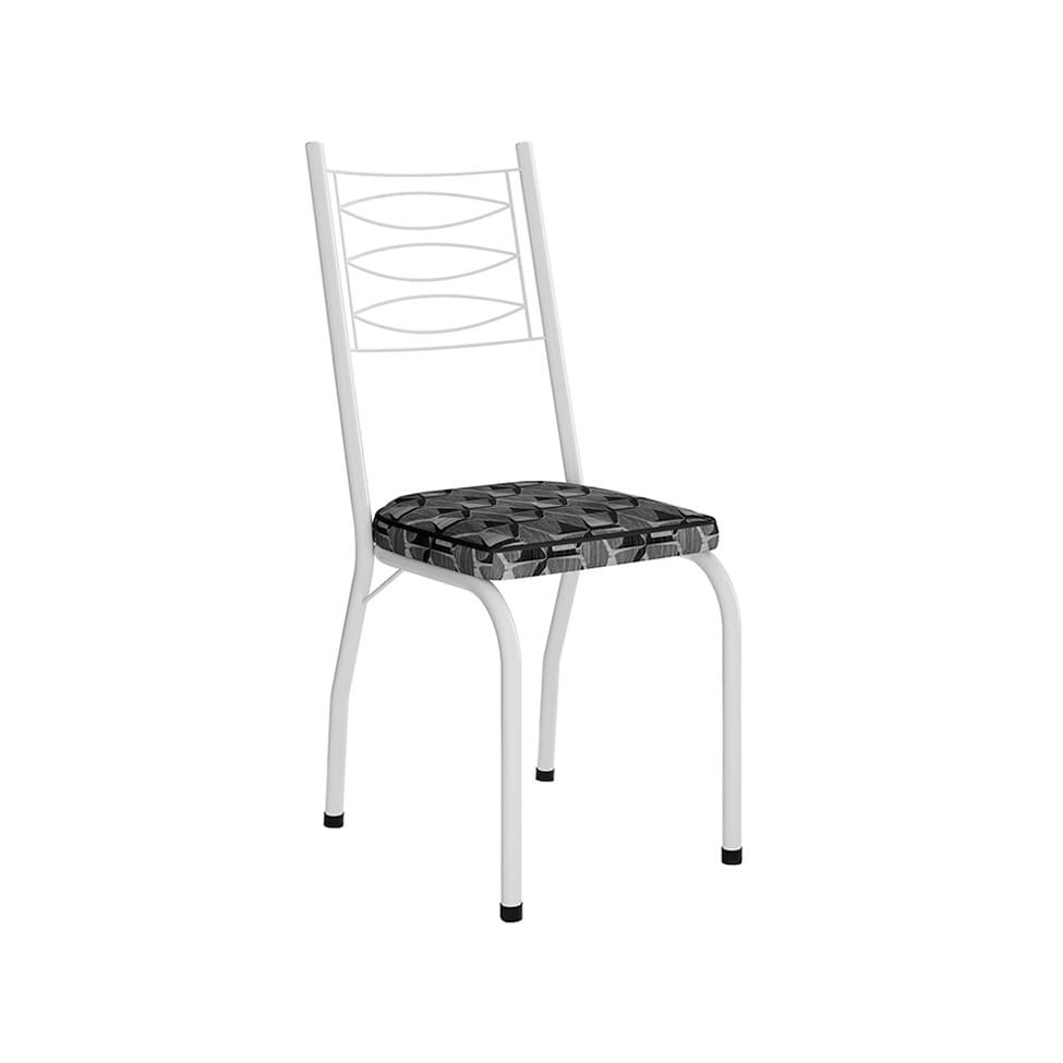 Conjunto com 2 Cadeiras Ludi Estampado Mosaico Cinza e Branco