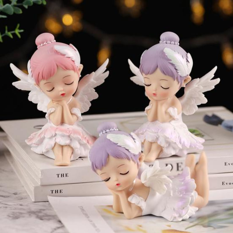 Estatueta de Anjo Prática em 3 Estilos com Gestos de Sono
