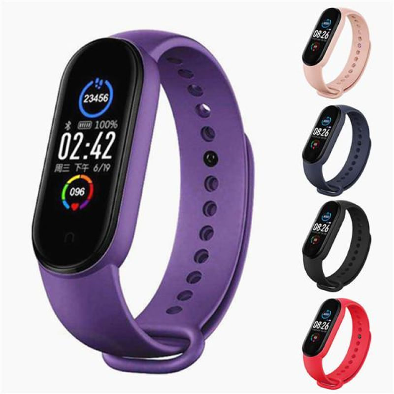Pulseira Inteligente M5 com Monitor de Frequência Cardíaca e Pressão Arterial