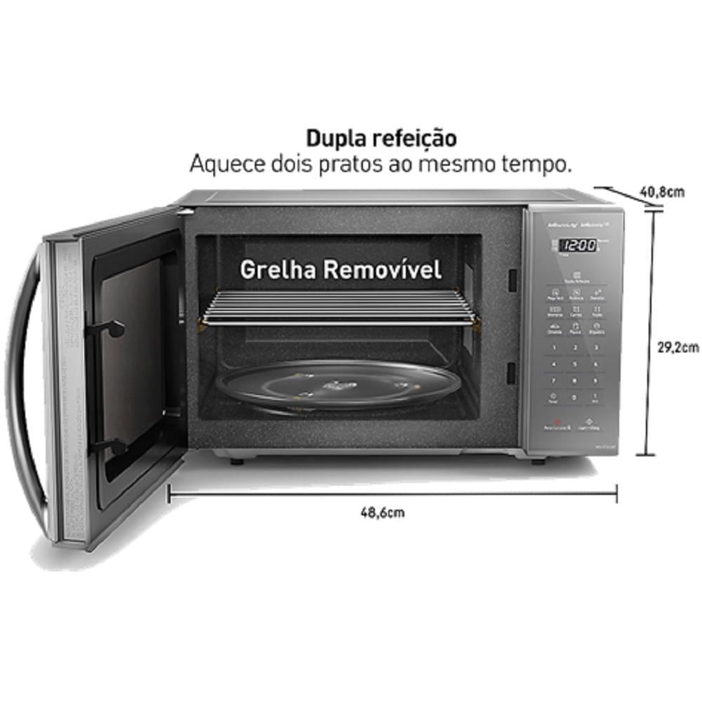 Micro-ondas Panasonic Tecnologia Dupla Refeição 27 Litros Prata 110V