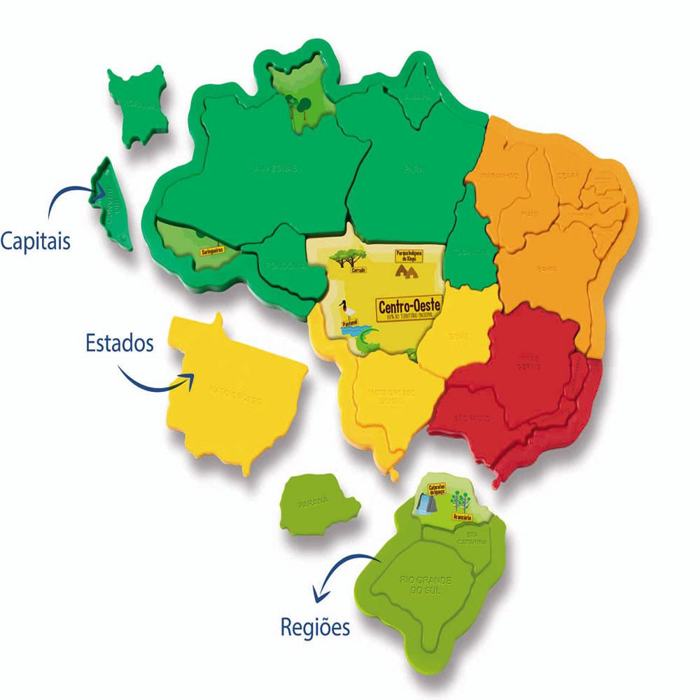 Quebra-Cabeça Mapa do Brasil 3D Plástico - Elka