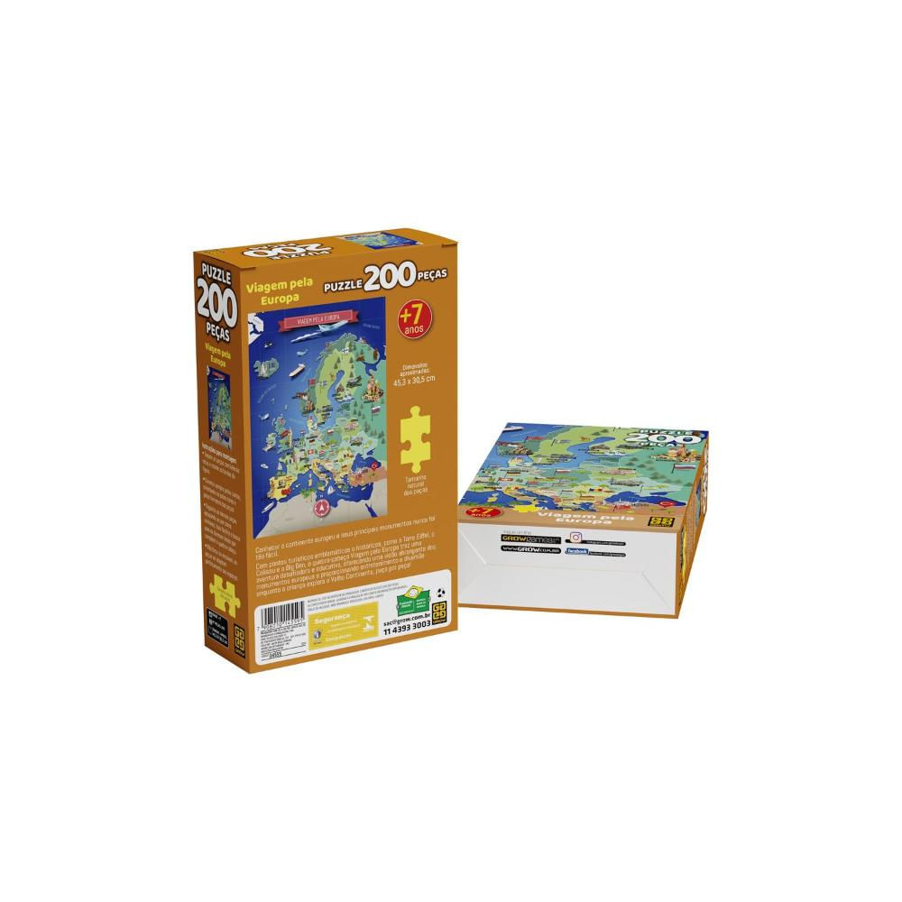 Puzzle 200 peças Viagem pela Europa - Grow