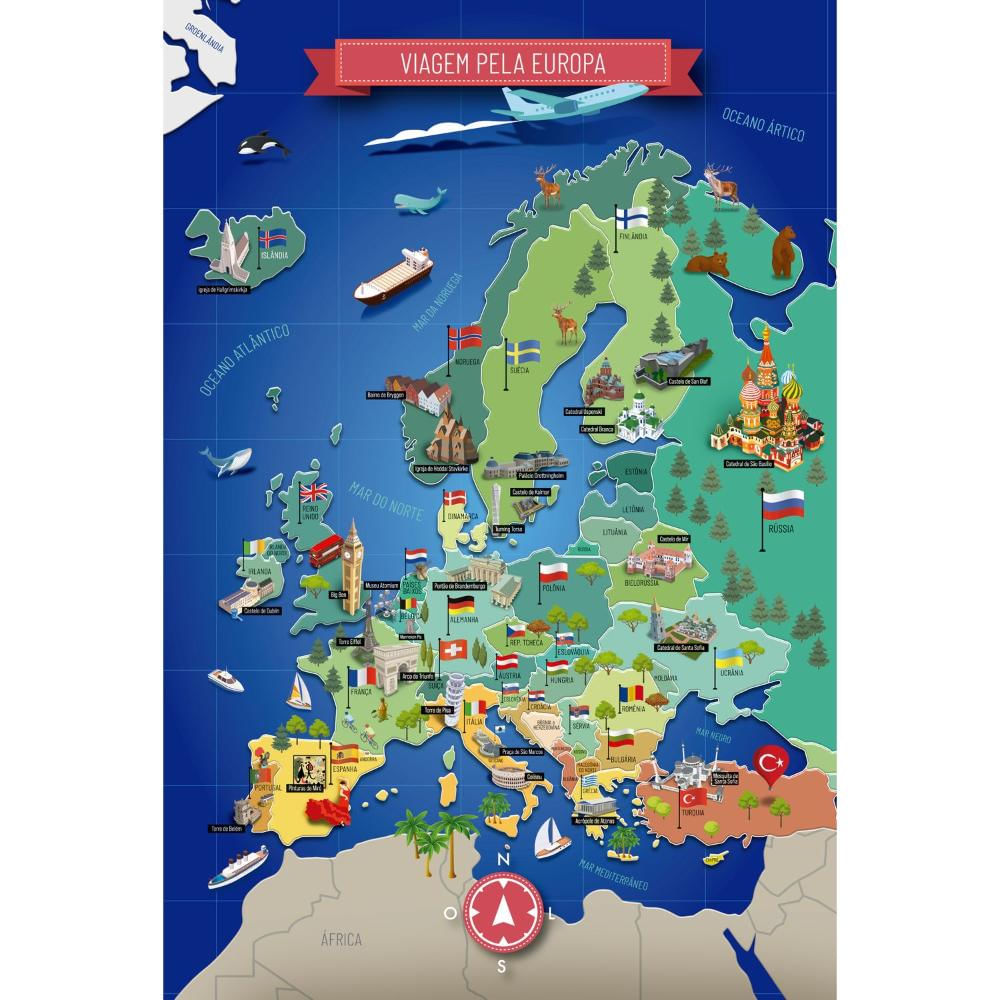 Puzzle 200 peças Viagem pela Europa - Grow