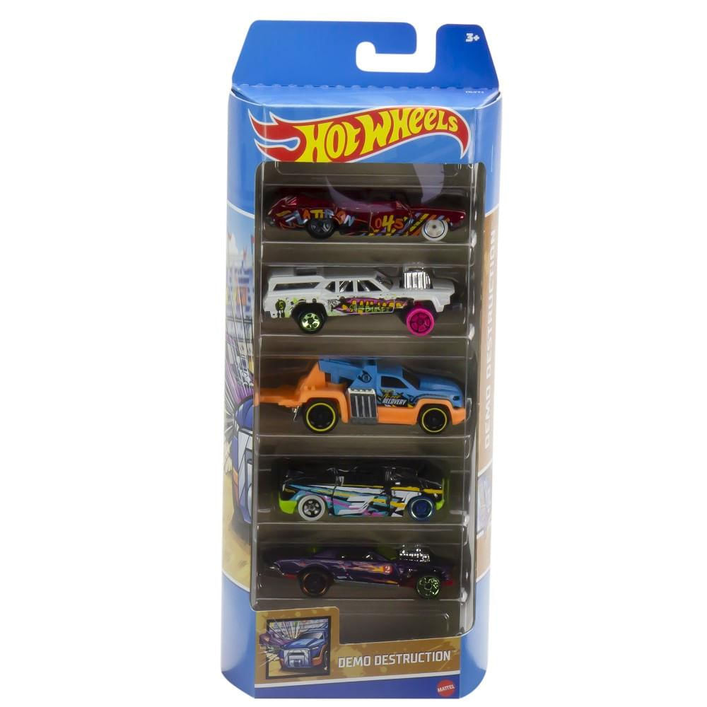 Hot Wheels Die Cast 5 Carrinhos Demo Destruction - Mattel