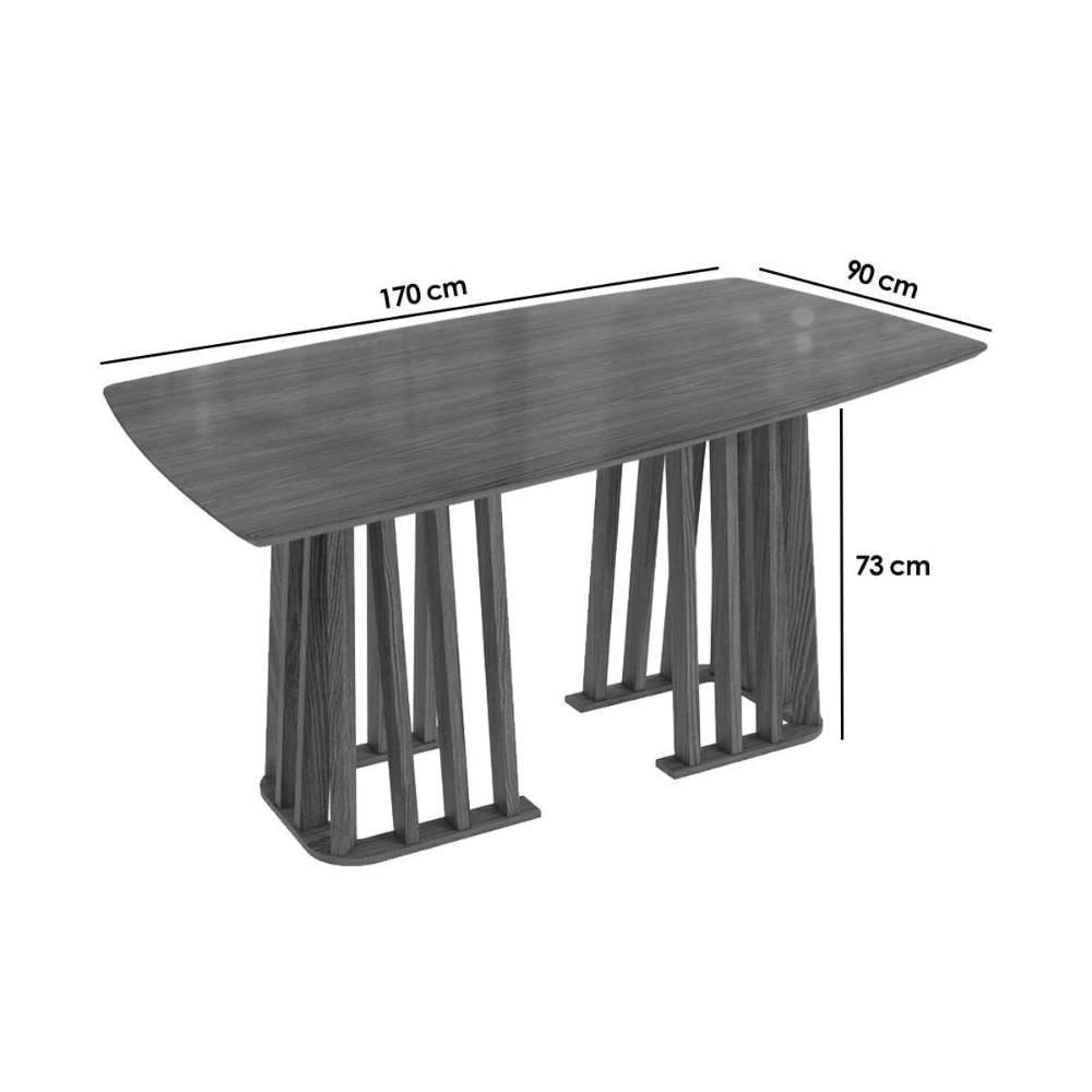Mesa Para Cozinha Alteia Com Tampo Madeirado Com Vidro 90x170cm Nogueira Preto Fosco Vidro Preto Kappesberg