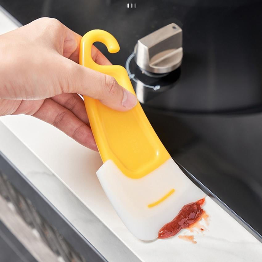 Espátula de Silicone Plástica para Cozinha, Ferramenta à Prova de Óleo amarelo