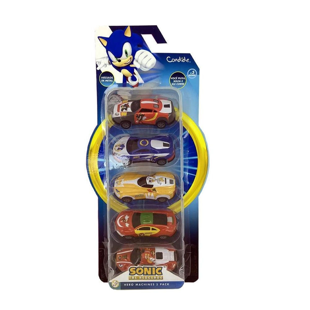 Mini Veículos Sonic Pull Back com 5 - Candide