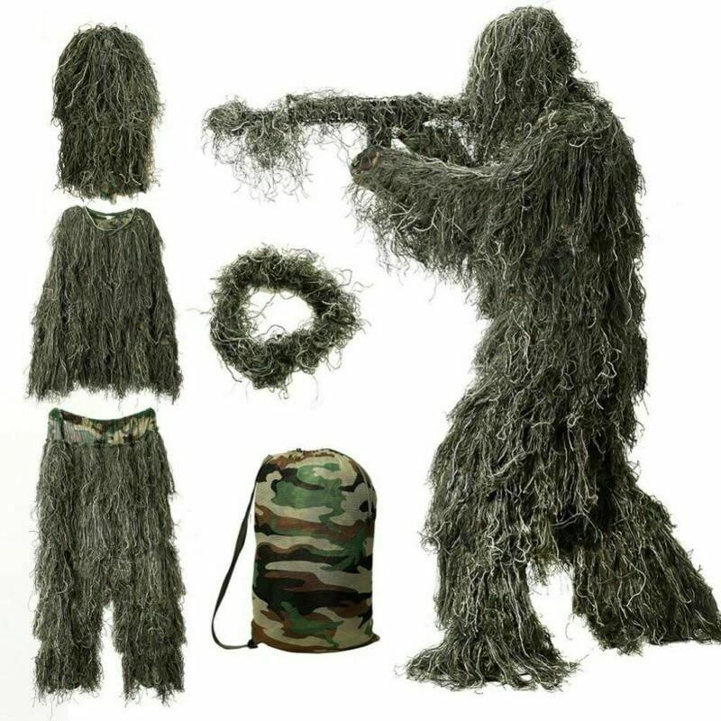 Fato de Camuflagem Ghillie 3D Tático Militar para Caça