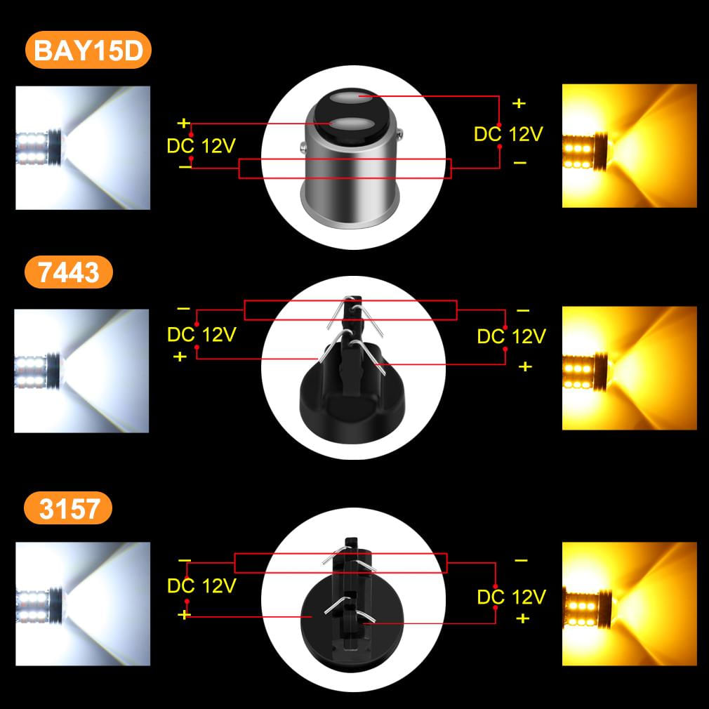 Lâmpada LED Automotiva Dual Color 1157 BAY15D P21/5W T20 7443 W21/5W 1157 BAY15D P21/5W / azul claro, amarelo