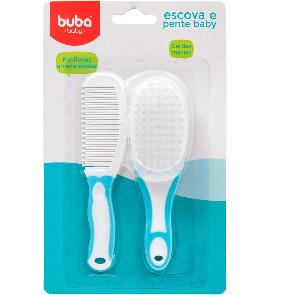 Escova e Pente Baby Azul e Branco - Buba