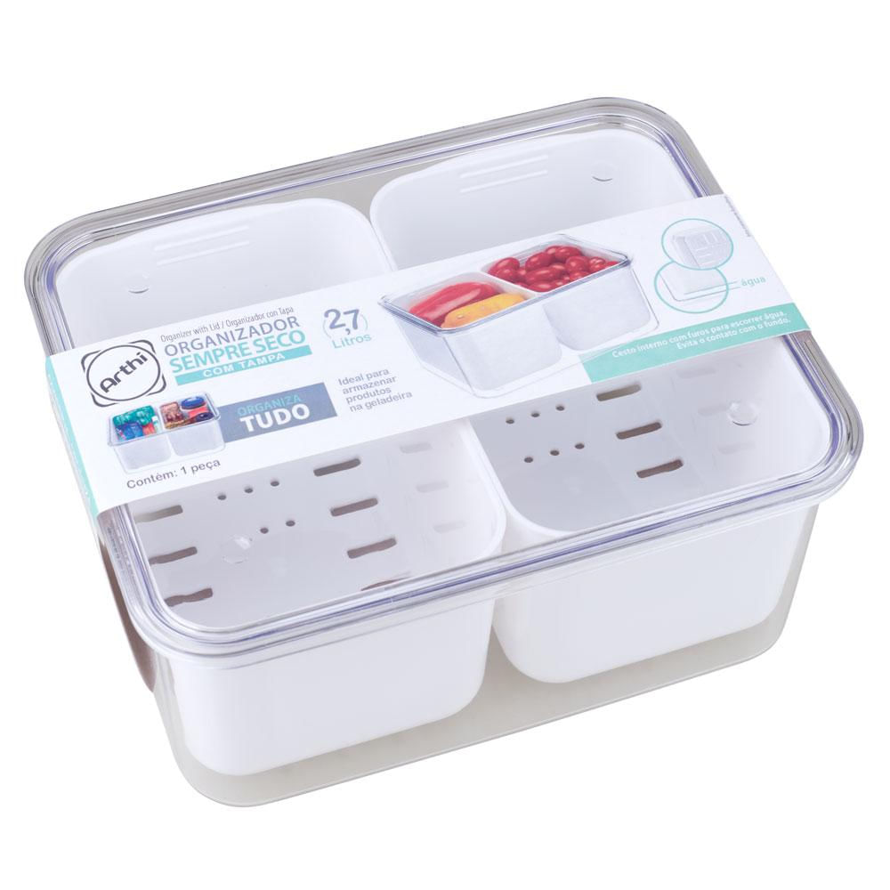 Organizador de Geladeira 2.7L com 2 Cestos Sempre Seco Arthi 3283