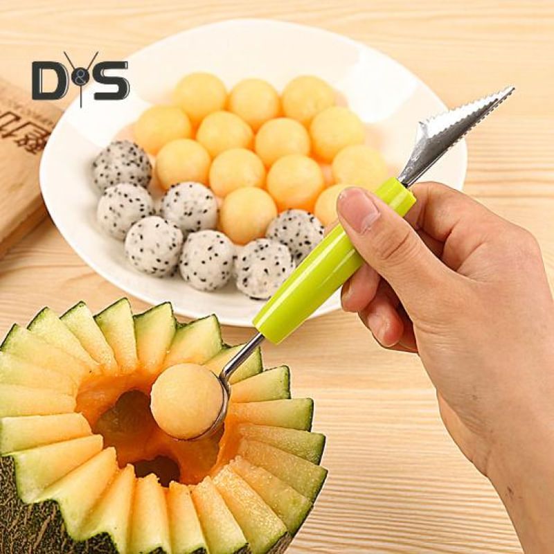 Colher de Bola Dupla com Design Serrilhado para Frutas