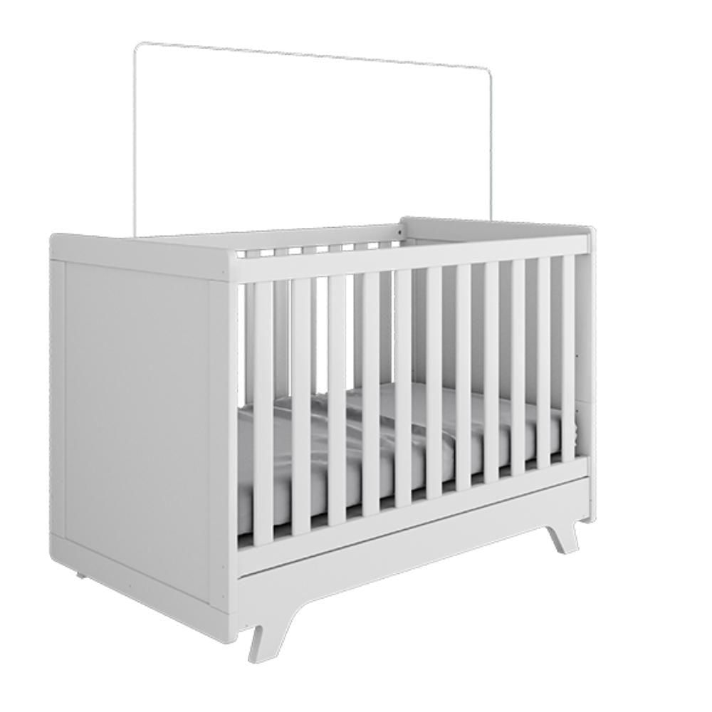 Berço Peroba Retrô Americano Branco Vira Mini Cama Infantil Branco