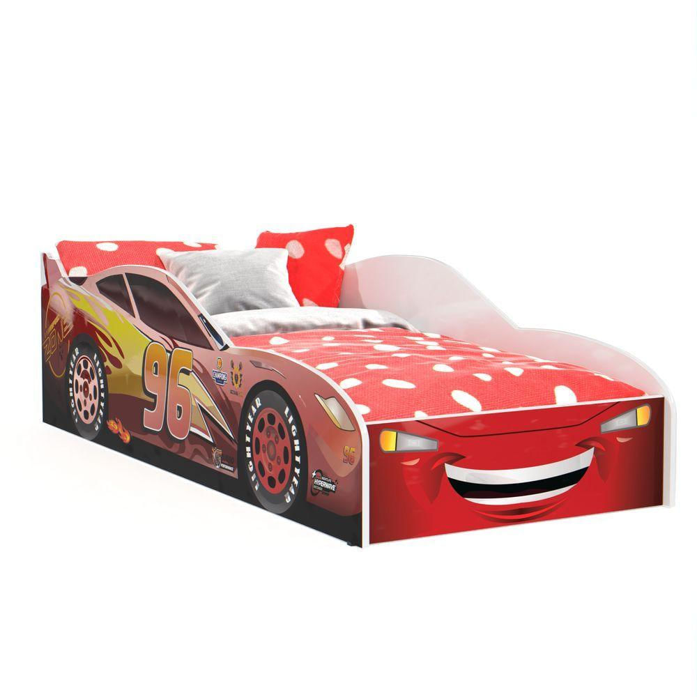 Cama Infantil Montessoriana Mini Carro De Corrida Mcqueen Infantil Vermelho